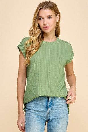 Ribbed Top Dark Green