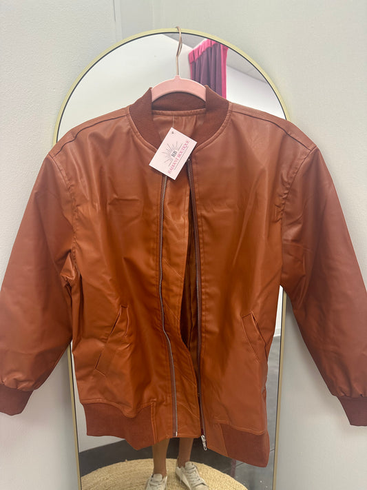 Brown Faux Leather Jacket