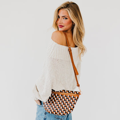 Woven Bum Bag Black/Camel