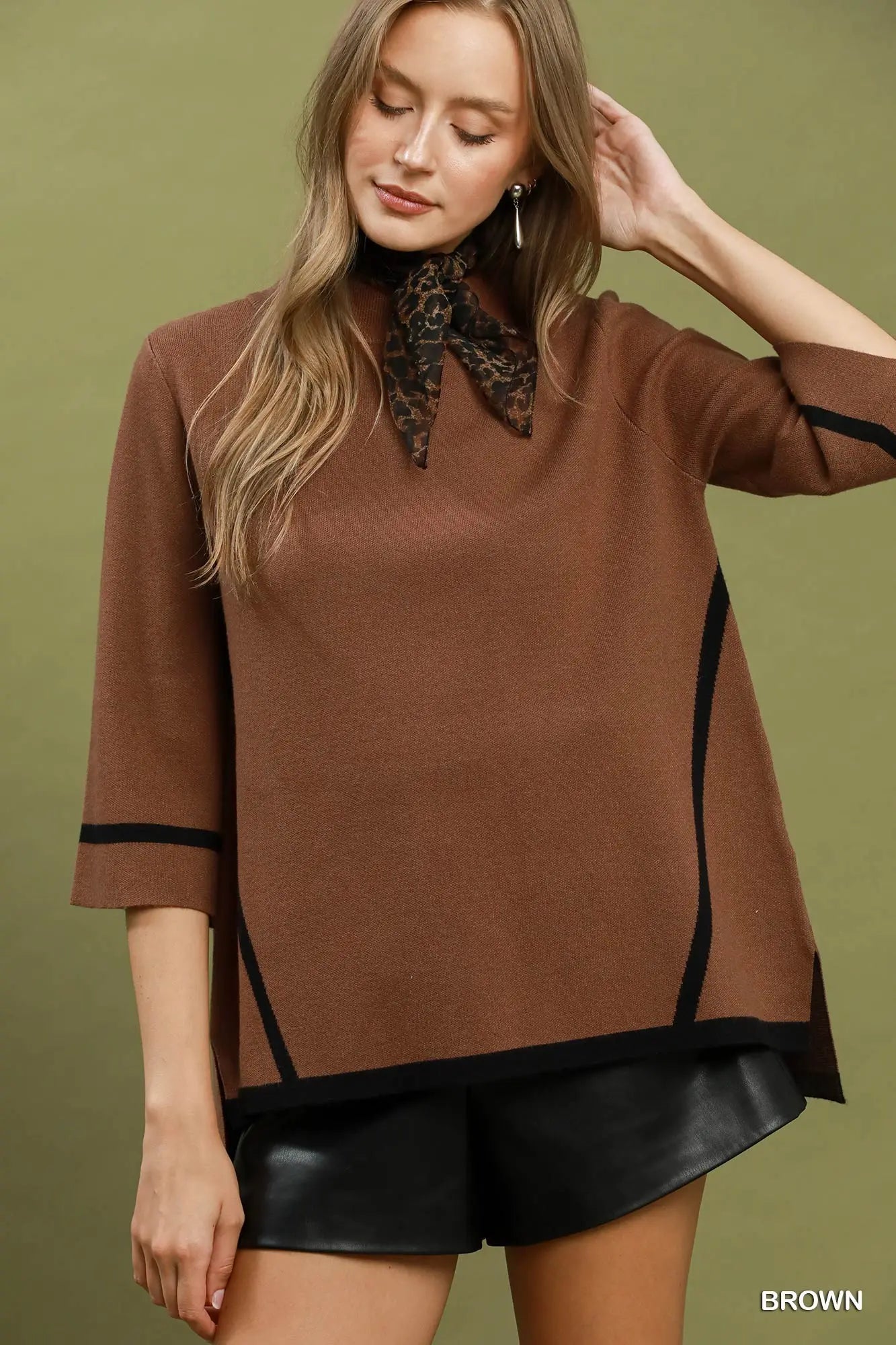 Brown Mock Neck Sweater