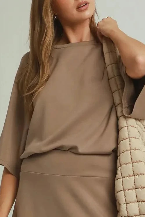 Mocha Scuba Raglan Top