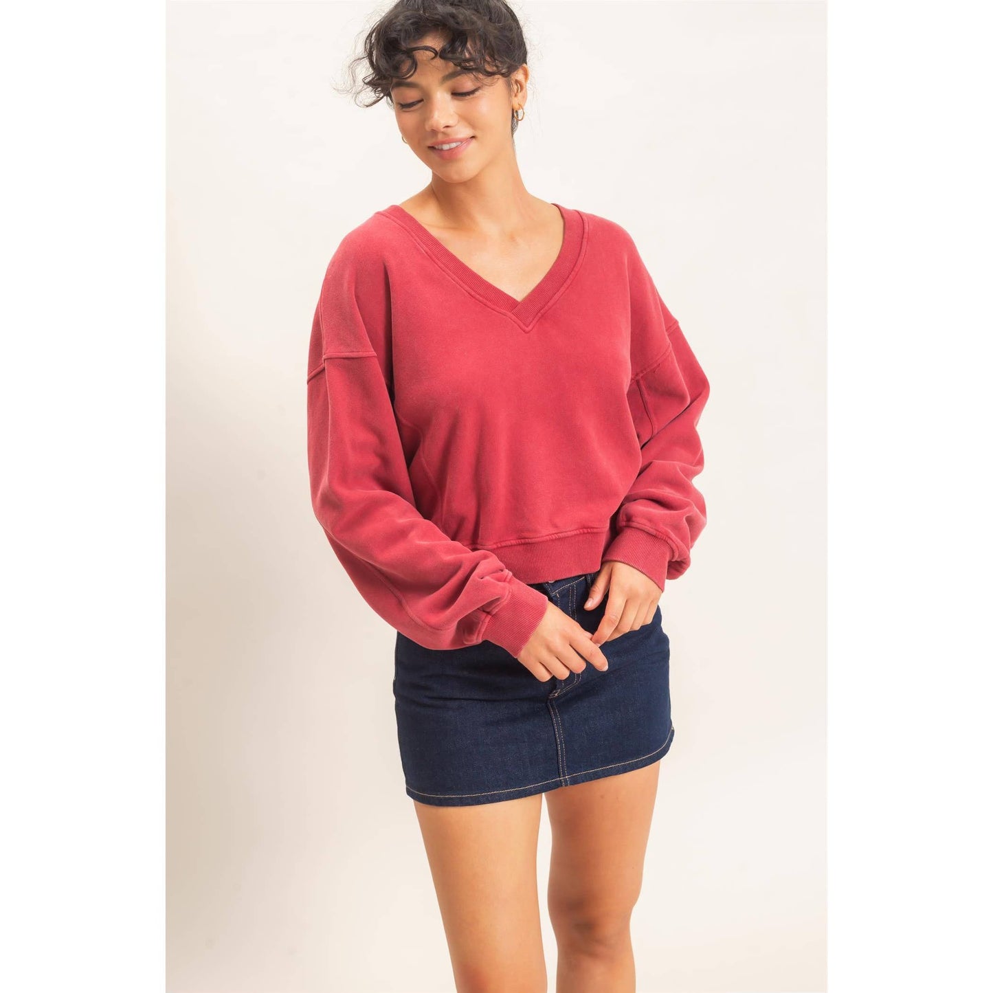 Vneck Sweatshirt Red