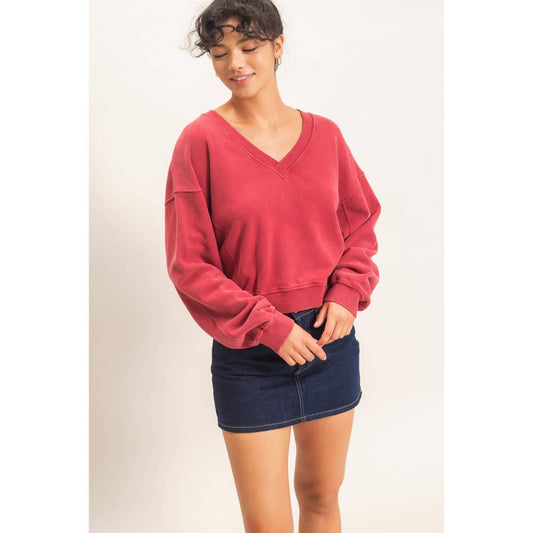 Vneck Sweatshirt Red