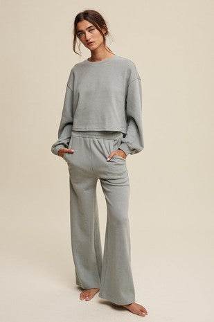 Knit Sweat Top and Pants - Sage