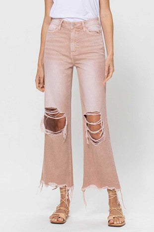 Vervet Vintage High Rise Crop Flare Blush