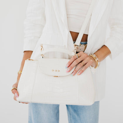 White Croc Embossed Purse
