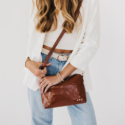 Brown Croc Embossed Purse
