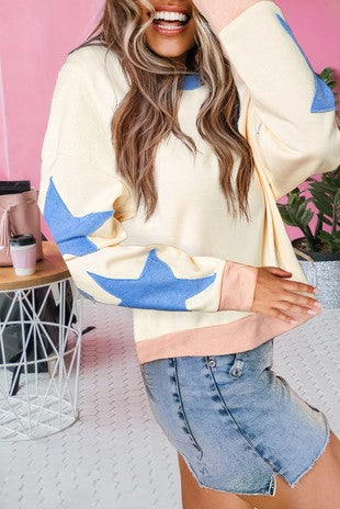 Star Patchwork Oversized Sweater