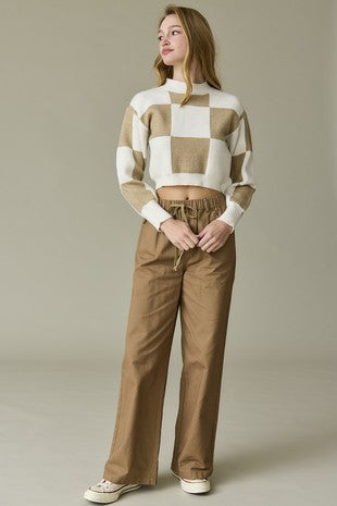 Harper Checkered Crop Sweater