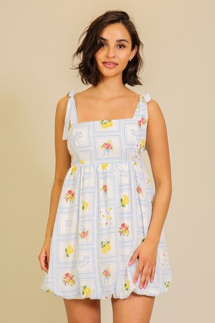 Lemonade Dreams Tie Shoulder Dress
