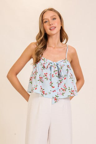 Gingham Blossom Tank