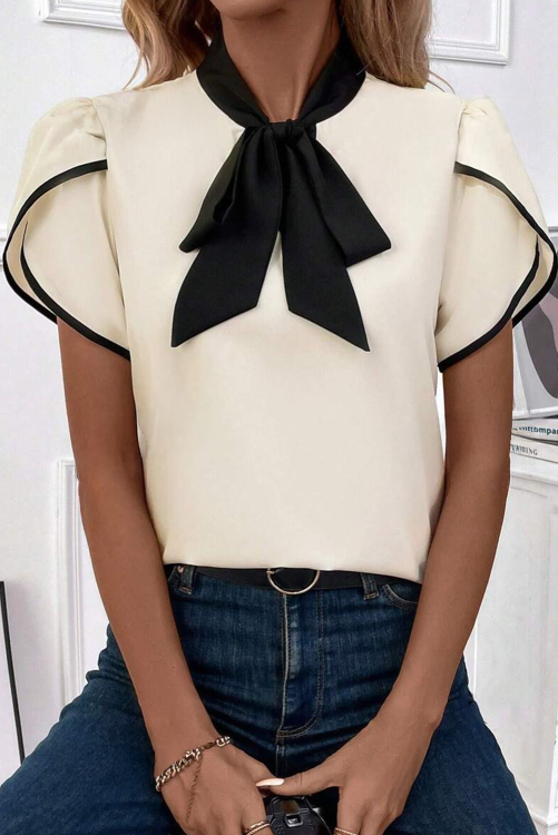 Black Bow Ivory Top