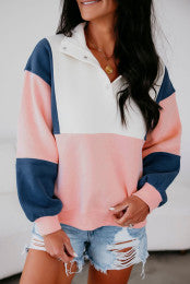 Colorblock Half Button Pullover