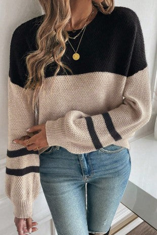Soft Knit Black/Khaki Sweater
