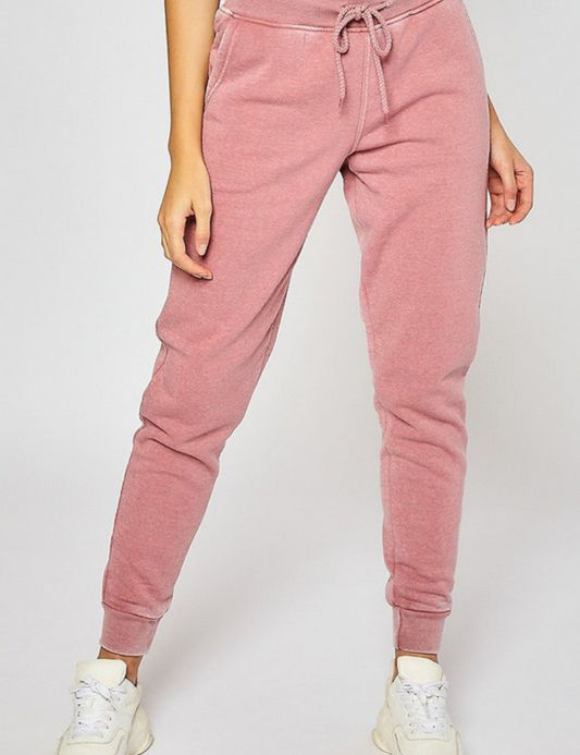 Burn Out Fleece Joggers Mauve