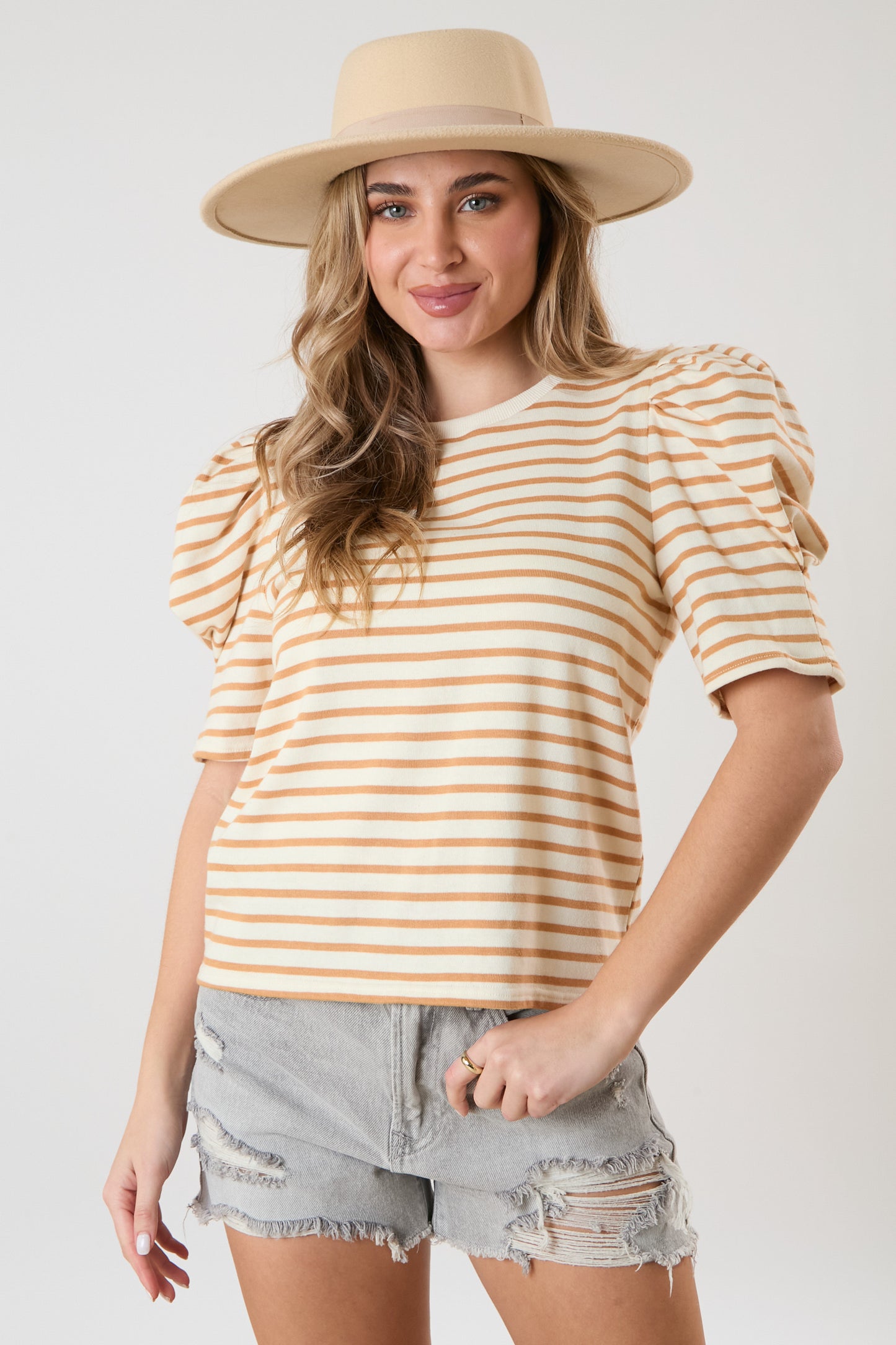 Cream/Camel Stripe Top