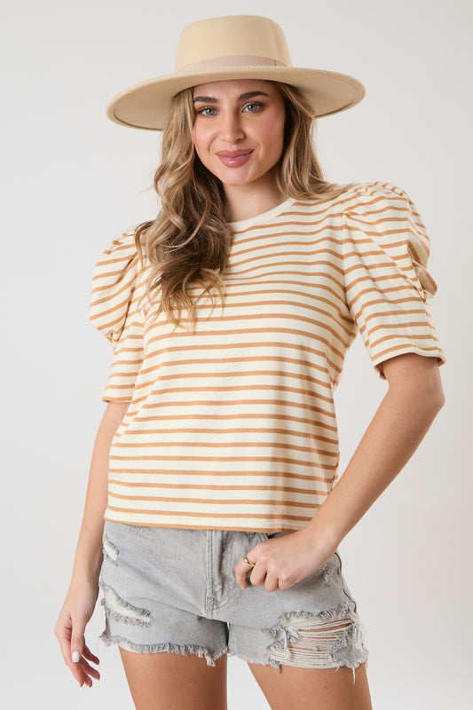 Cream/Camel Stripe Top