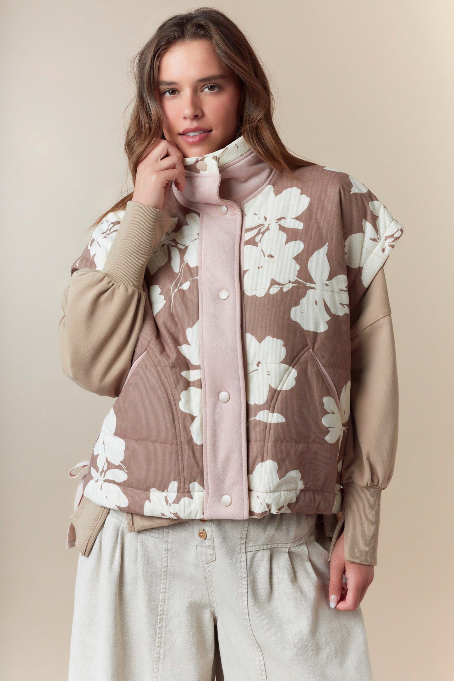 Soft Floral Brown/Cream Vest