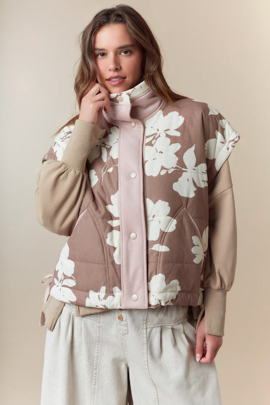 Soft Floral Brown/Cream Vest