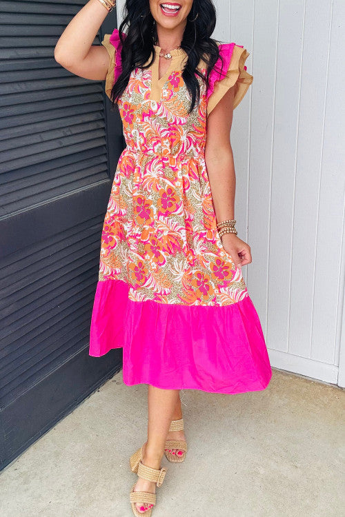 Summer Floral Colorblock Maxi