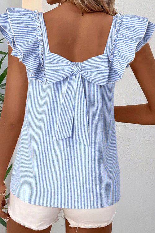 Blue Stripe Bow Back Tank