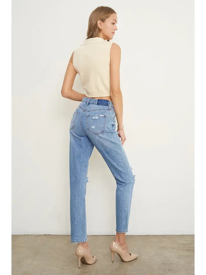 Insane Gene Knee Distressed Girlfriend Jeans