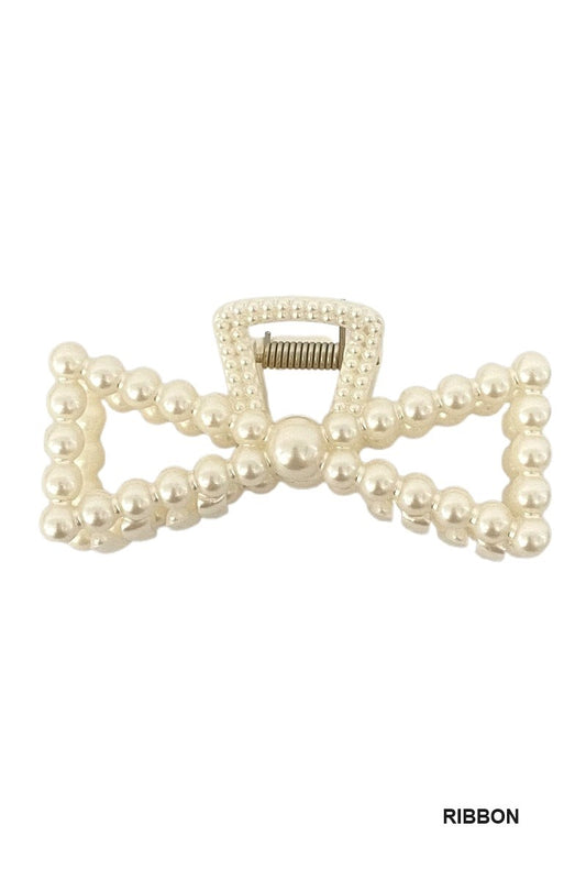 Large Pearl Claw Clip - Ribbon