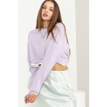 HYFVE Long Sleeve Crop Sweatshirt - Lavender