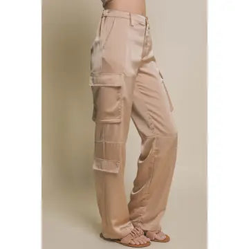 Satin Cargo Pants