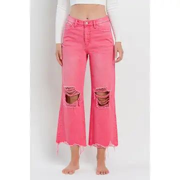 Vervet Pink Cropped Flare Jeans