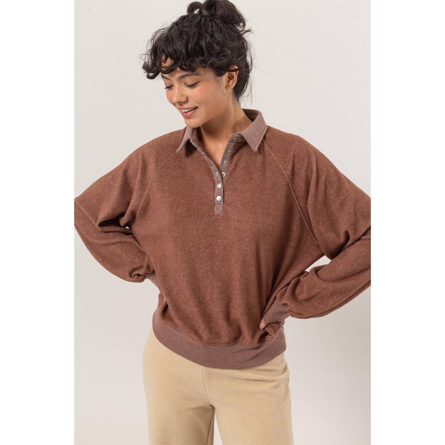 Collared Half-Button Sweatshirt