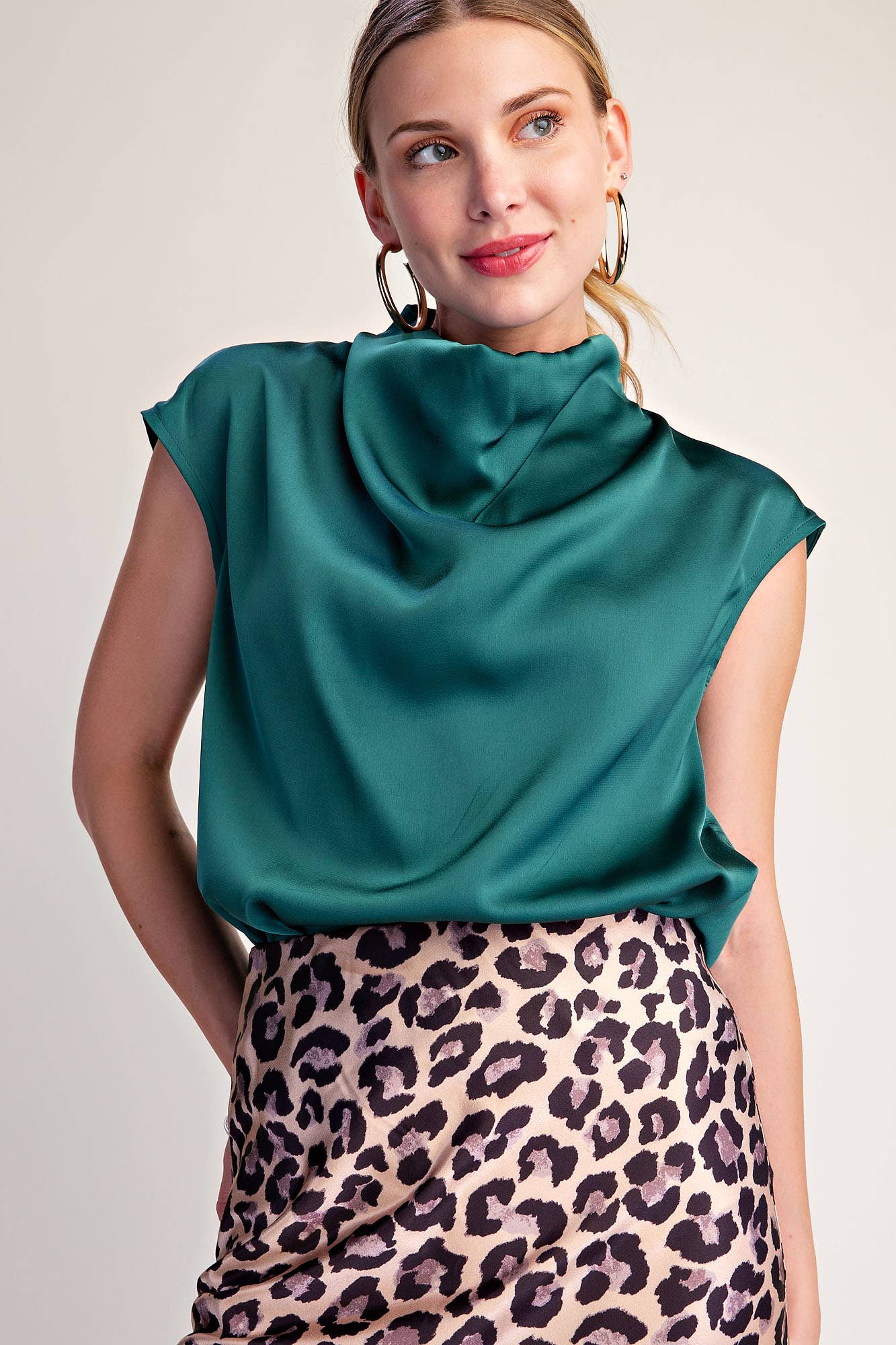 Cowl Neck  Sleeveless Satin Top