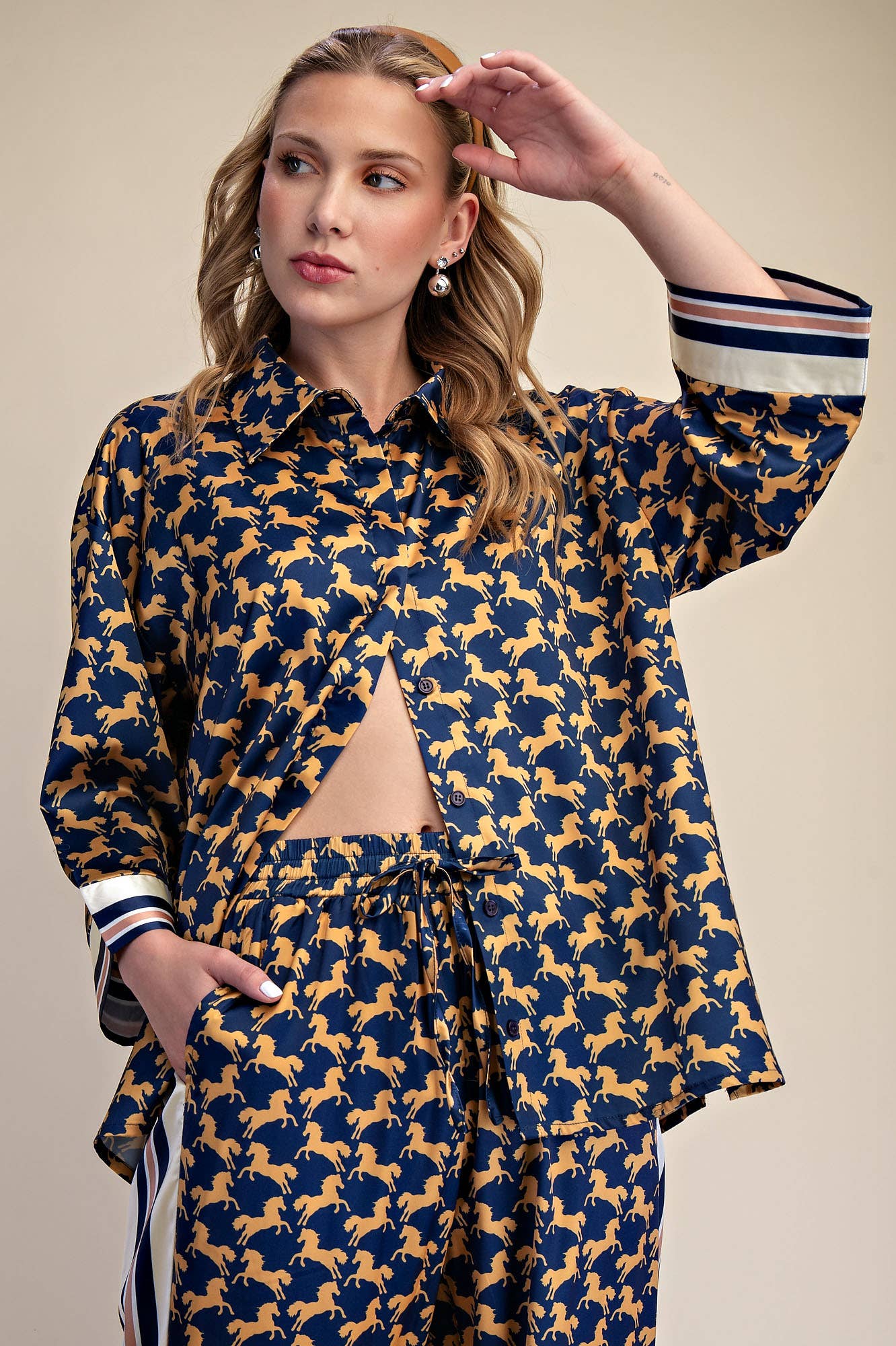 Button Front Animal Print Shirt