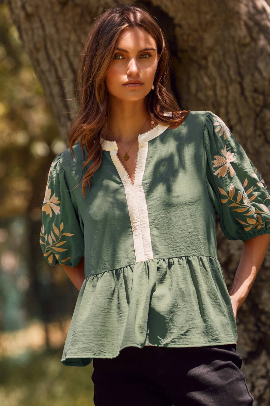 Solid Airflow Peplum Blouse
