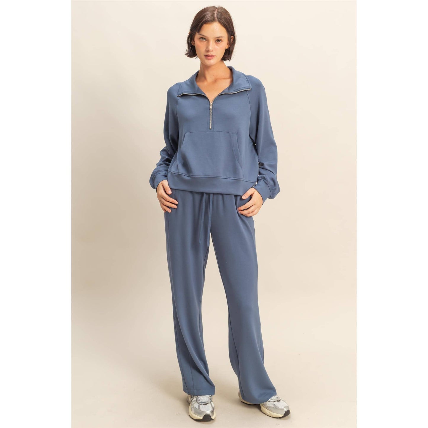 Scuba Half Zip-Up High Neck Collar Sweatshirt