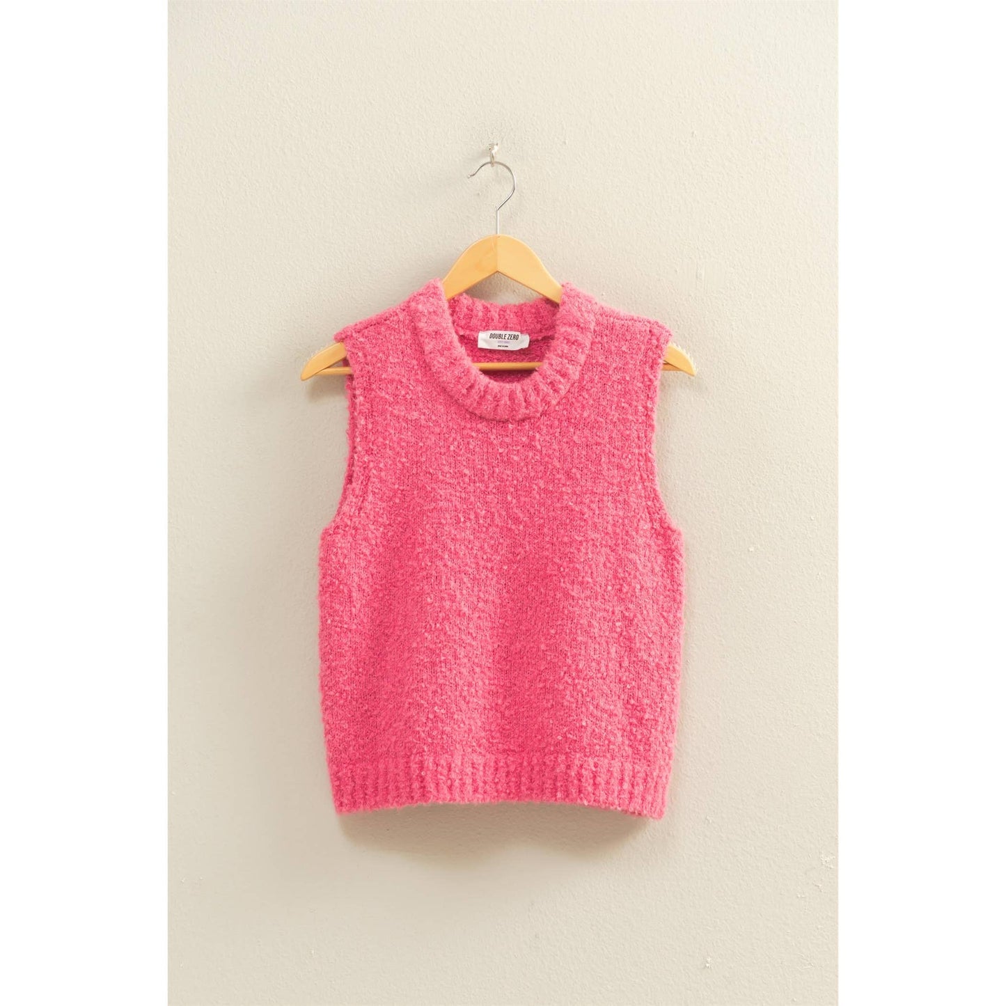 Crew Neck Sleeveless Sweater Pink