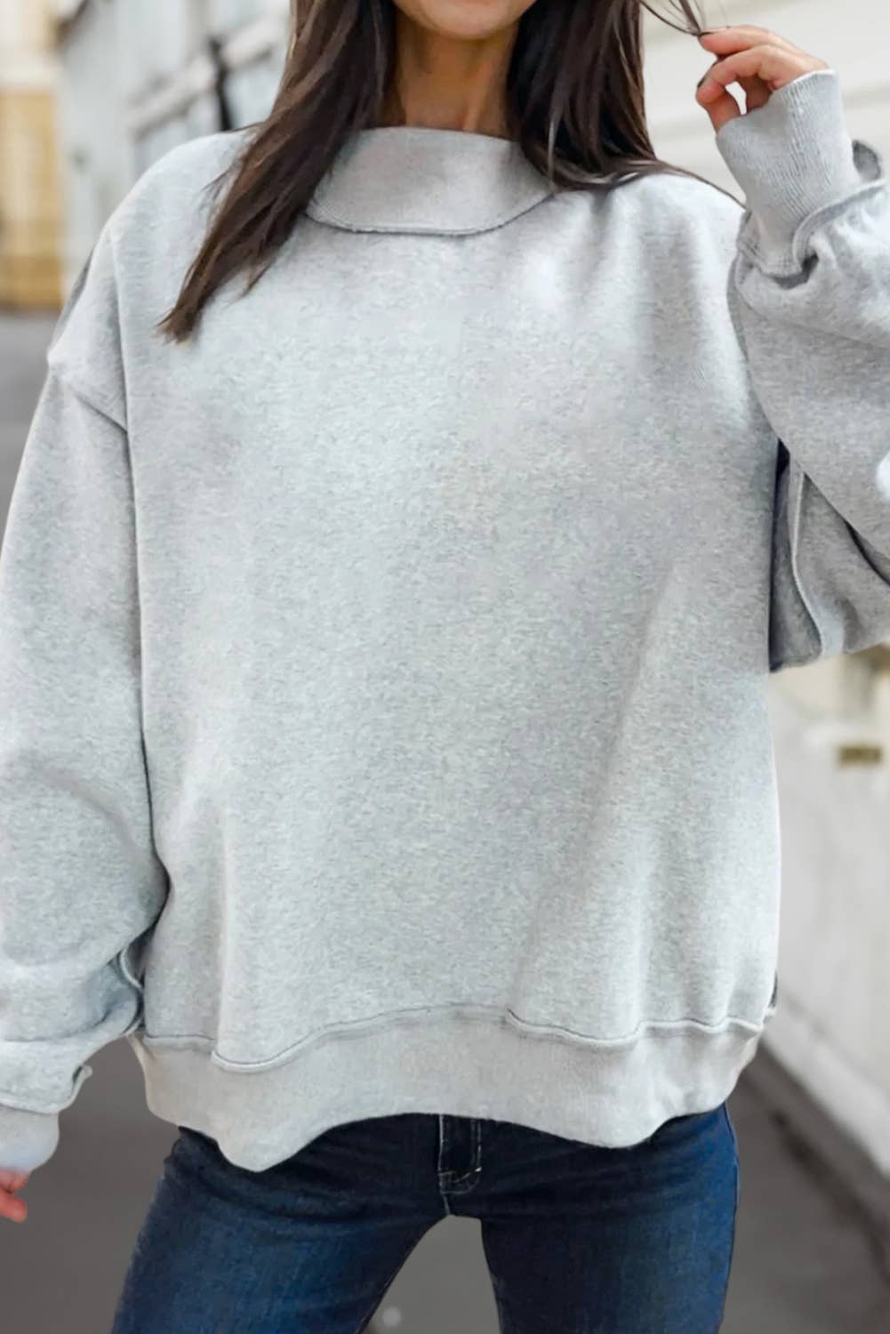 Reversible Oversize Valentine Mock Neck Sweatshirt | S-XL