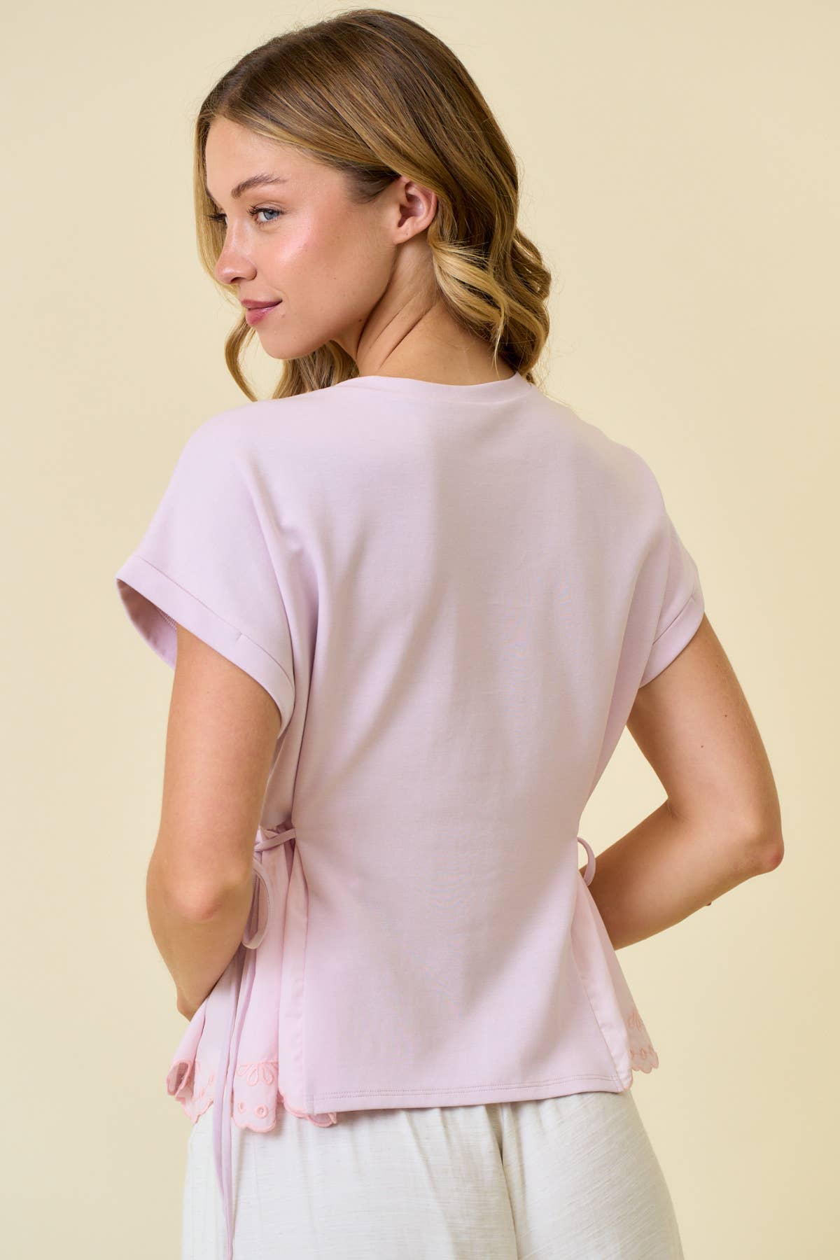 Cotton Lace Mixed Media Lavender Top