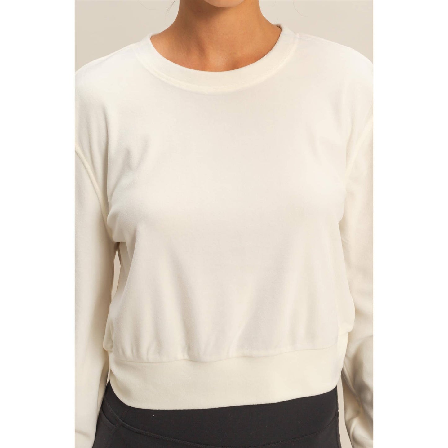 Banded Waist Velour Sweatshirt
