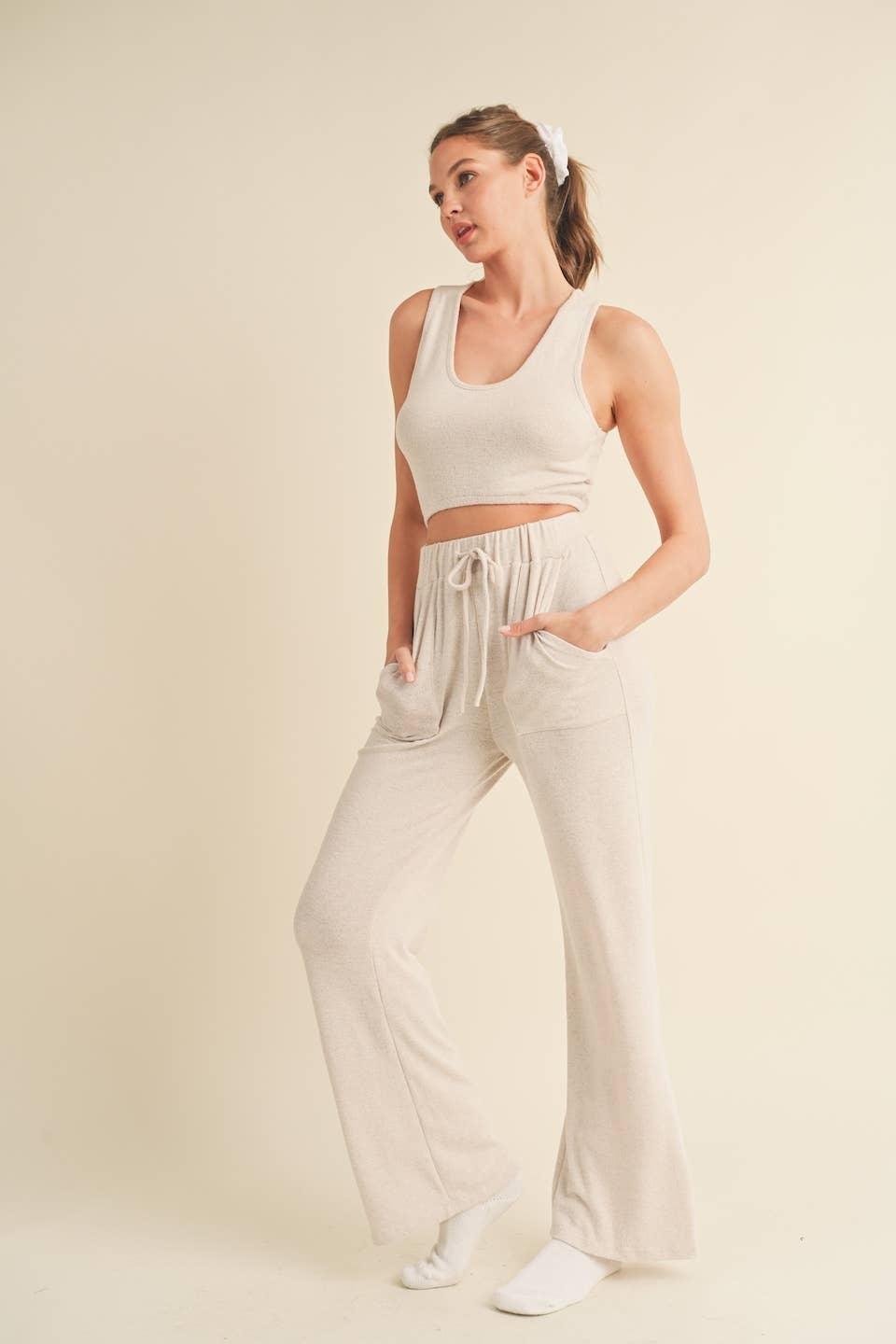 Soft Brushed Hacci Lounge Tank and Pants Set