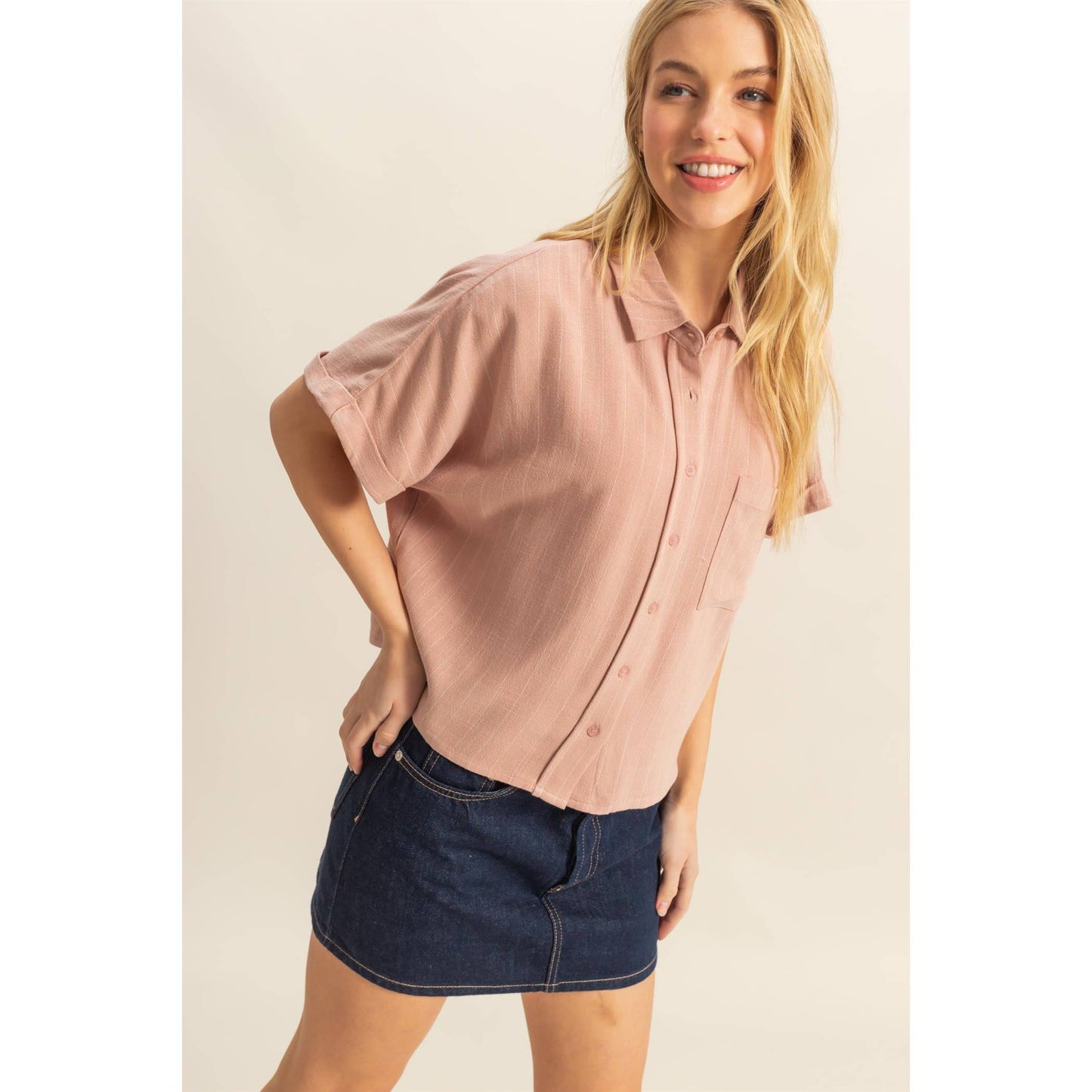 Linen Striped Button Down Shirt
