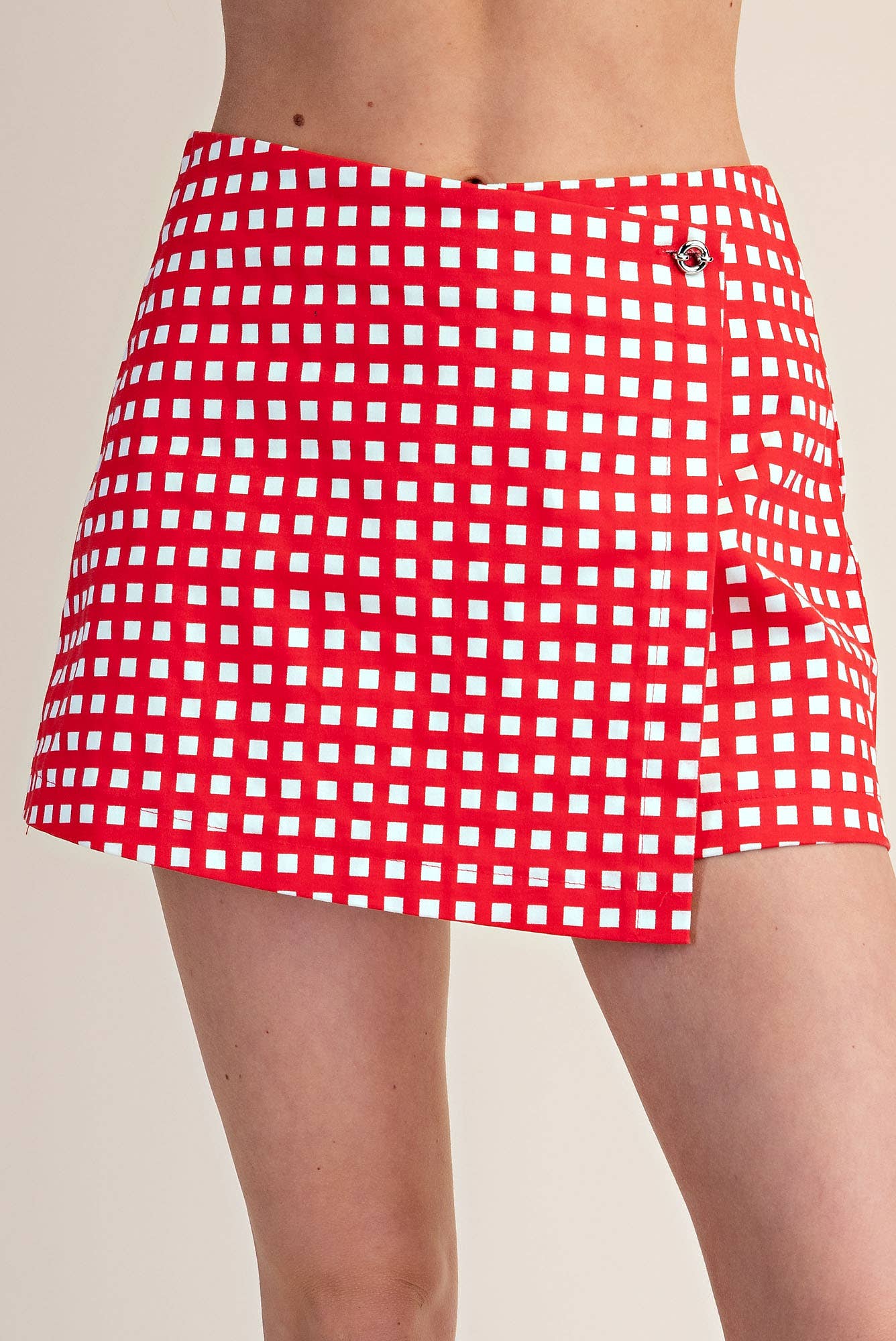 Wrap Skort Checkered With Front Button