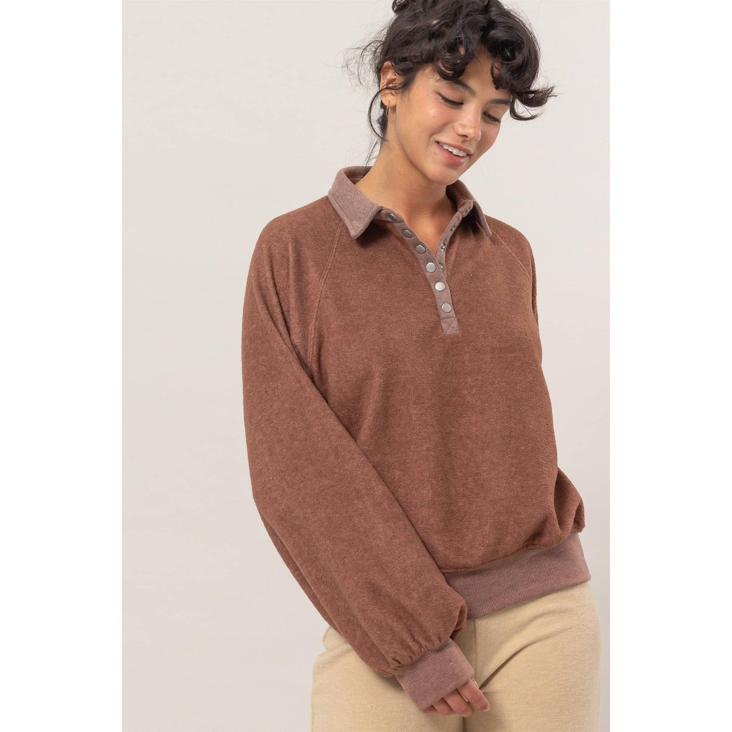 Collared Half-Button Sweatshirt