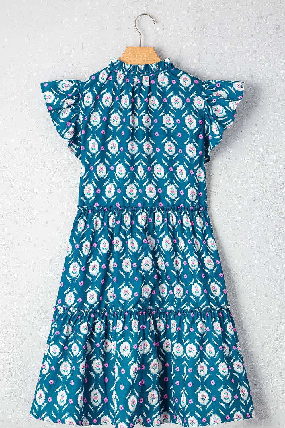 Floral Ruffle Sleeve Tiered Dress