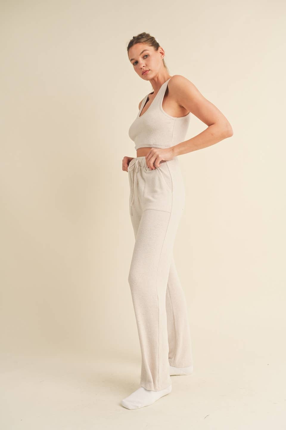Soft Brushed Hacci Lounge Tank and Pants Set