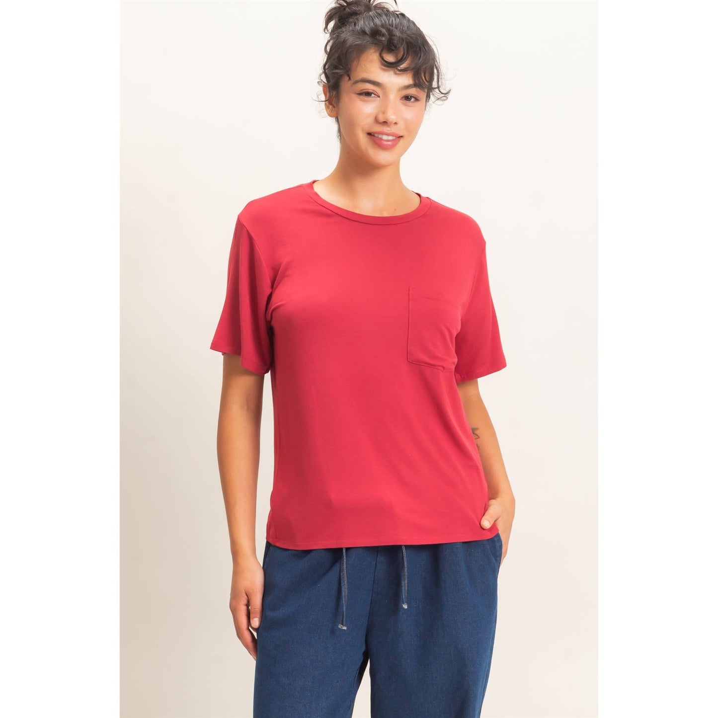 Crew Neck Pocket Tee