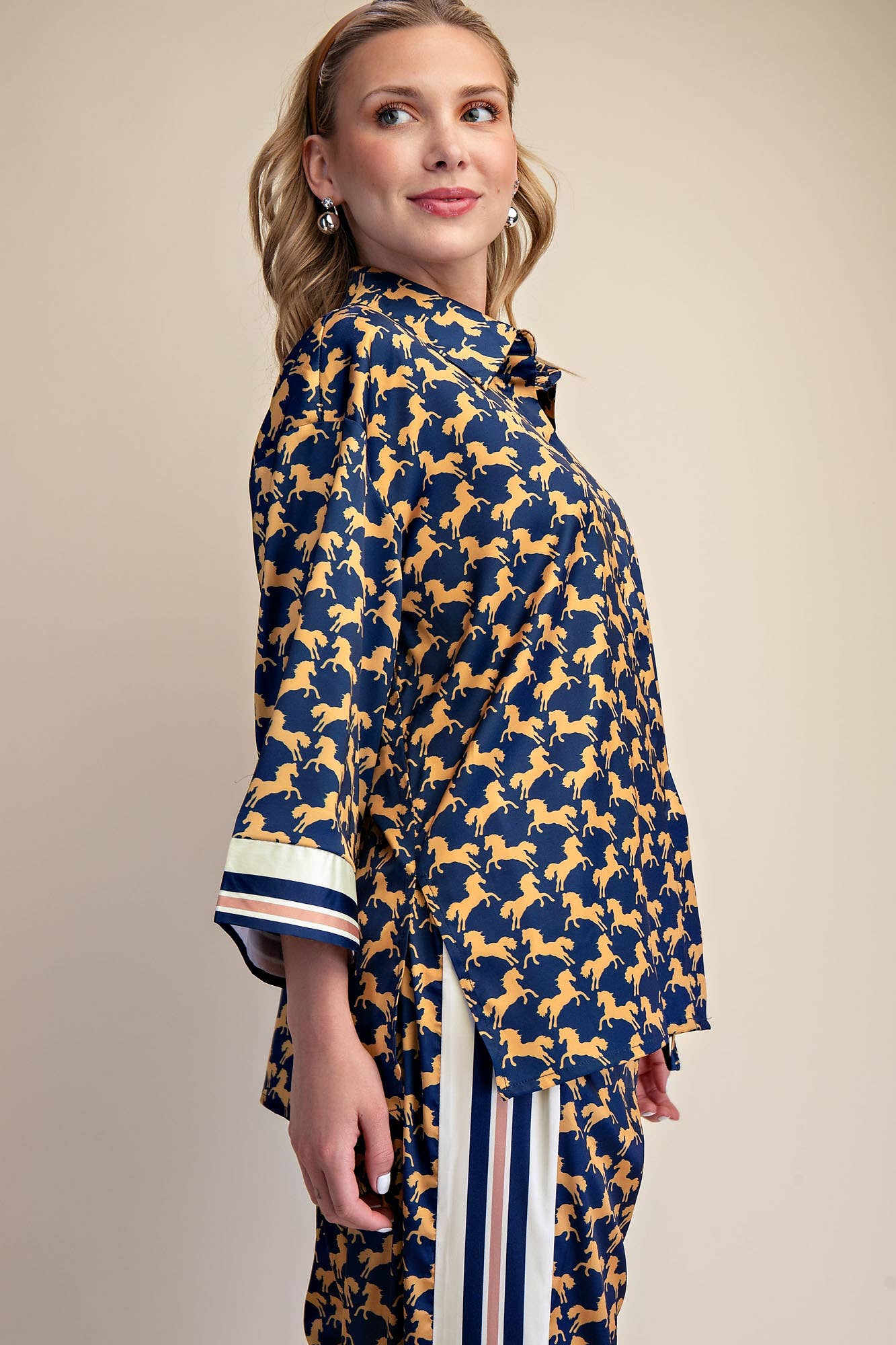Button Front Animal Print Shirt