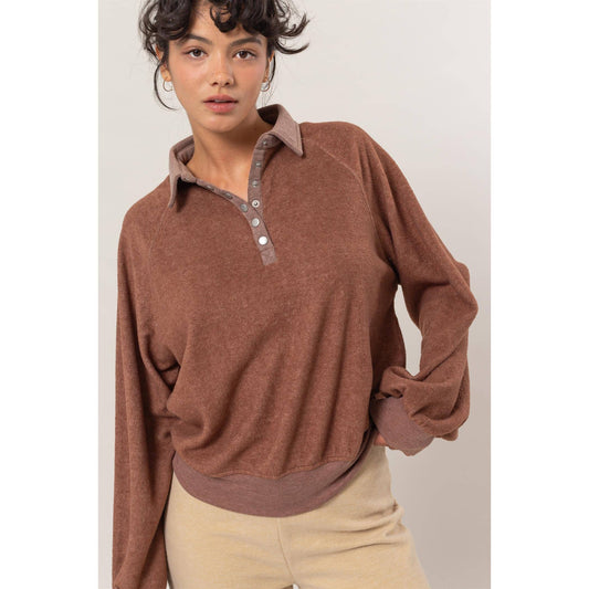 Collared Half-Button Sweatshirt