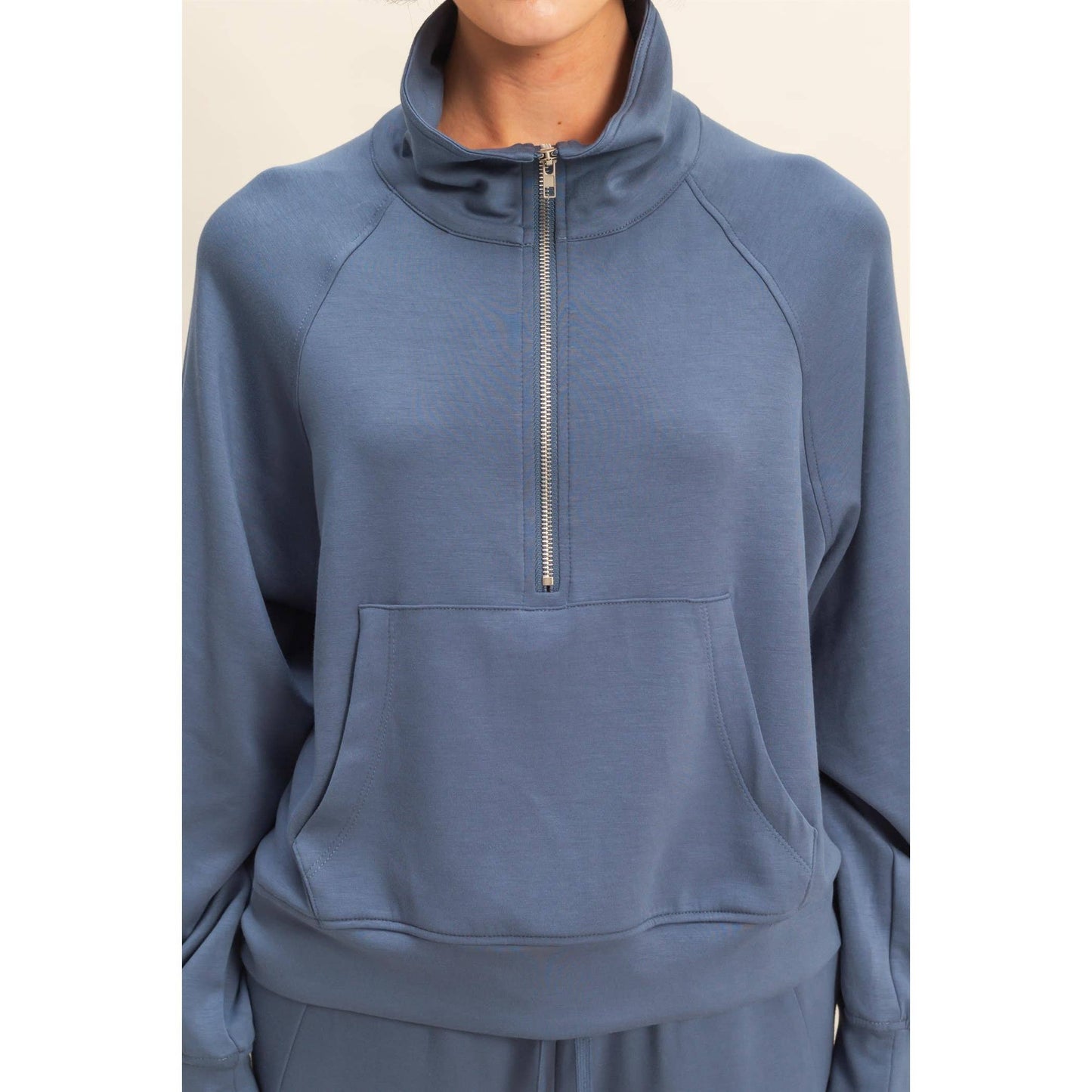 Scuba Half Zip-Up High Neck Collar Sweatshirt