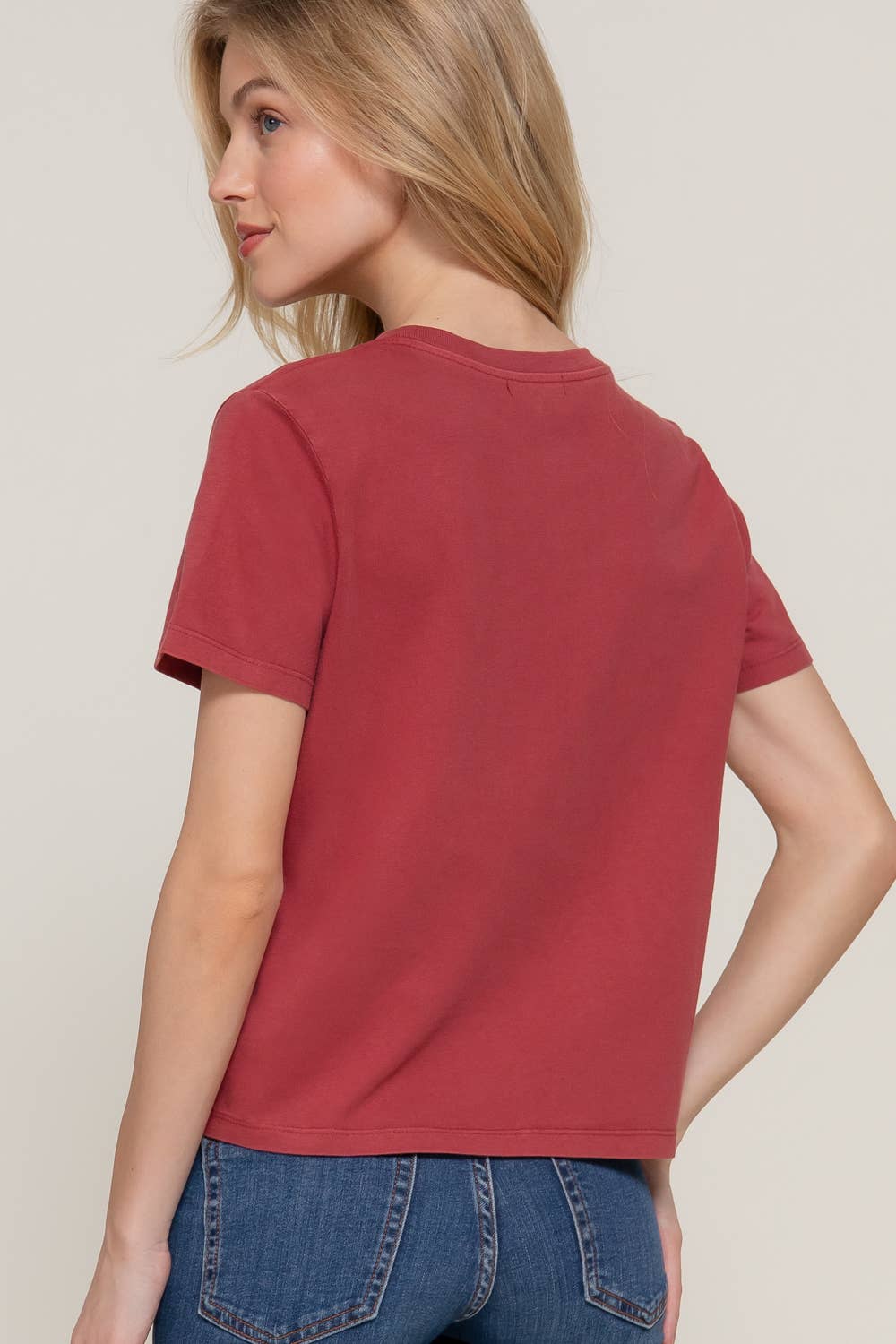 Short Sleeve Garment Dye Knit Top